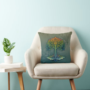 Cojín Decorativo Árbol de la Vida Amanecer Cambiante 