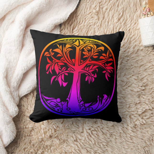 Cojín Decorativo Árbol de la Vida Arcoíris (Manta)