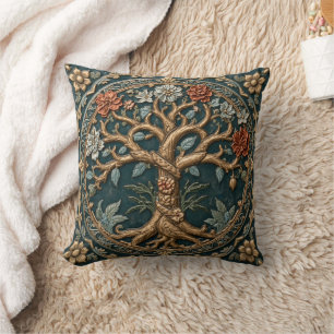 Cojín Decorativo Árbol de la Vida de William Morris Vintage Pre-Raf