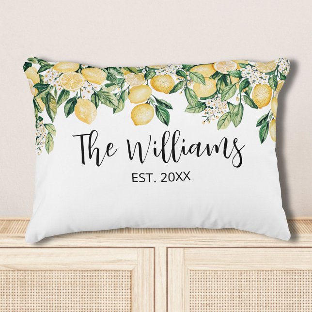 Cojín Decorativo Árbol de limón amarillo monogramado (In situ)