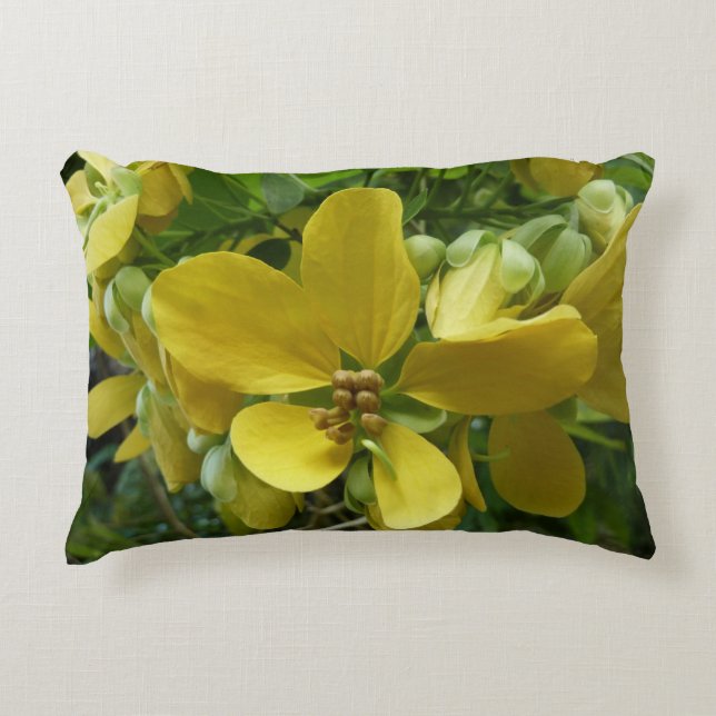 Cojín Decorativo Árbol de lluvia dorada Floral Amarillo Tropical (Anverso)