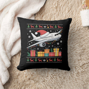 Cojín Decorativo Árbol de luces divertidas de Navidad Santa Avión f