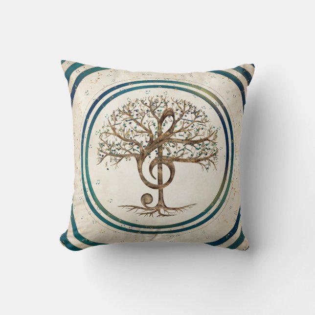 Cojín Decorativo Árbol de música Treble Clef (Anverso)