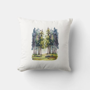 Cojín Decorativo Árbol de Navidad acuarela