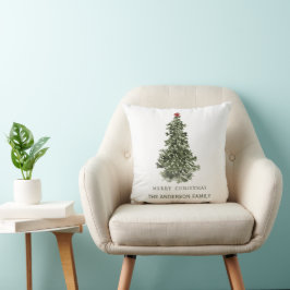 Cojín Decorativo Árbol de Navidad acuarela simple