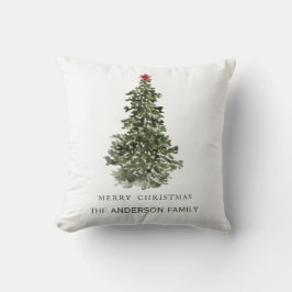 Cojín Decorativo Árbol de Navidad acuarela simple
