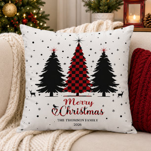 Cojín Decorativo Árbol de Navidad Alegre Copo de Nieve de Invierno