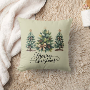 Cojín Decorativo Árbol de Navidad Alegre Leopardo Coquette Lazo Nav