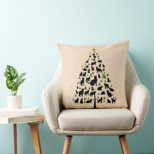 Cojín Decorativo Árbol de Navidad Amante de Gatos 2