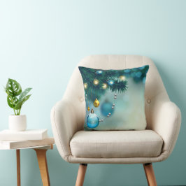 Cojín Decorativo Árbol de Navidad azul dorado