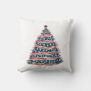 Cojín Decorativo Árbol de Navidad Bandera Americana Patriótica