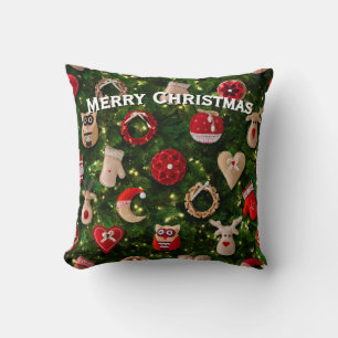 Cojín Decorativo Árbol de Navidad con juguetes de fieltro