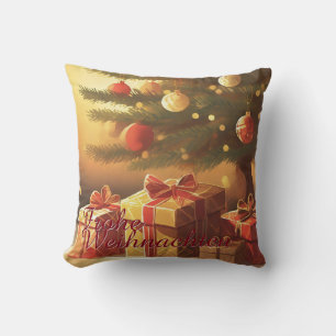 Cojín Decorativo Árbol de Navidad con regalos dorados