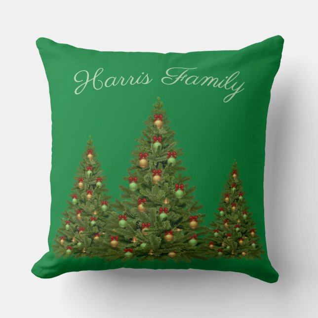 Cojín Decorativo Árbol de Navidad con verde (Anverso)
