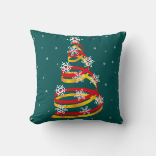 Cojín Decorativo Árbol de Navidad de cinta de copos de nieve minima