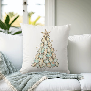 Cojín Decorativo Árbol de Navidad de conchas de ostras costeras
