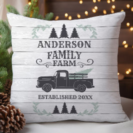 Cojín Decorativo Árbol de Navidad de granja familiar personalizado