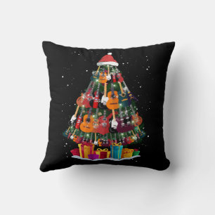 Cojín Decorativo Árbol de Navidad de guitarra divertido 