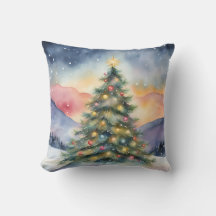 Árbol de Navidad de invierno Paisaje al atardecer