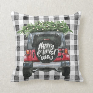 Cojín Decorativo Árbol de Navidad de Jeep Rojo