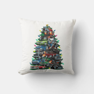 Cojín Decorativo Árbol de Navidad de la locura del automóvil
