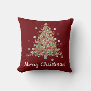 Cojín Decorativo Árbol de Navidad de lunares en acuarela
