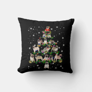 Cojín Decorativo Árbol De Navidad De Pugdog Cubierto Con Lámpara