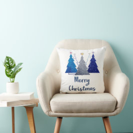 Cojín Decorativo Árbol de navidad de tres purpurinas con estrellas-