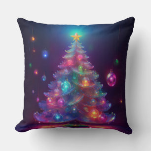 Cojín Decorativo Árbol de Navidad de Vidrio y Bombillas Navideñas