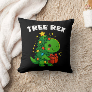 Cojín Decorativo Árbol de Navidad Dinosaurio T-Rex Dinosaurio Lindo