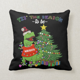 Cojín Decorativo Árbol de Navidad Divertido Dinosaurio Lista Travie