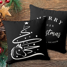 Cojín Decorativo Árbol de Navidad ecuestre negro y blanco