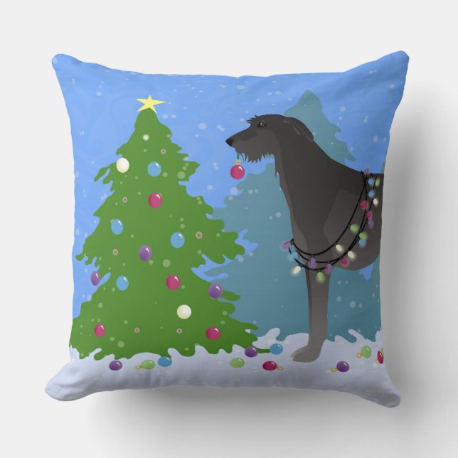 Cojín Decorativo Árbol de Navidad escocés en el bosque (Anverso)