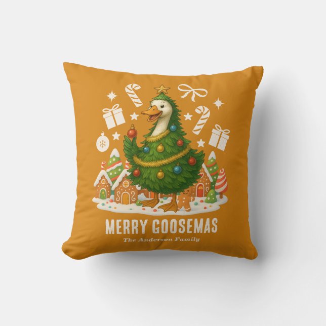 Cojín Decorativo Árbol de Navidad festivo de oca | Día festivo (Anverso)