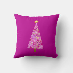 Cojín Decorativo Árbol de Navidad florido y moderno de Magenta