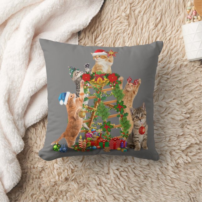 Cojín Decorativo Árbol de Navidad Gato Navidades feos Gato Mamá Pap (Manta)