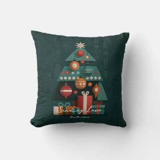 Cojín Decorativo Árbol de Navidad Geométrico Retro