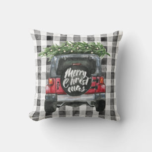 Cojín Decorativo Árbol de Navidad Jeep Rojo
