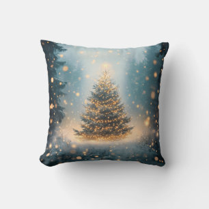 Cojín Decorativo Árbol de Navidad Mágico Bosque Invernal Nevado