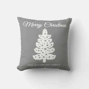 Cojín Decorativo Árbol de Navidad manuscrito plateado