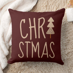 Cojín Decorativo Árbol de Navidad Minimalista Escandinavo Rojo