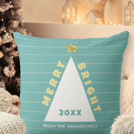 Cojín Decorativo Árbol de Navidad minimalista turquesa