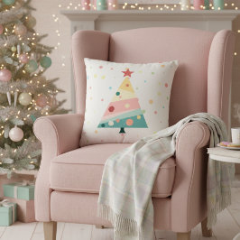 Cojín Decorativo Arbol de Navidad moderno con polka caprichoso