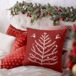 Cojín Decorativo Árbol de Navidad nórdico festivo ciervo rojo oscur