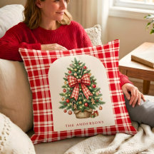 Árbol de Navidad personalizado con lazo de gingham
