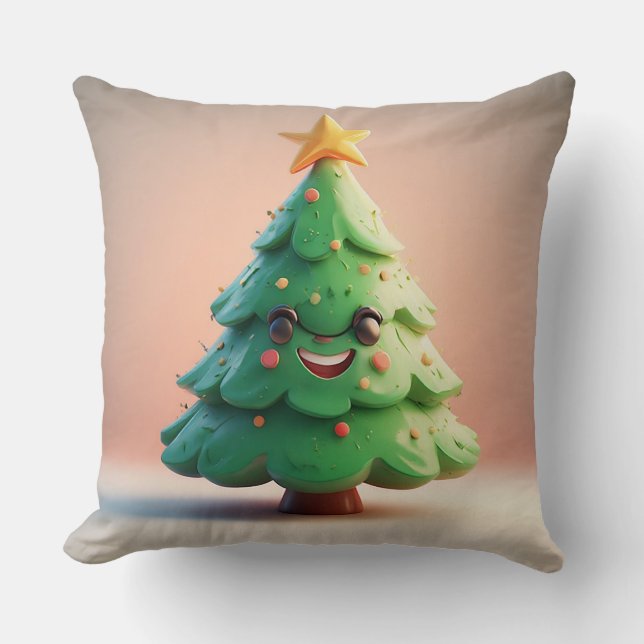 Cojín Decorativo Árbol de Navidad Preciosamente Decorado (Anverso)