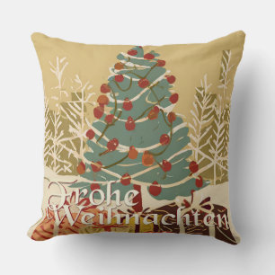 Cojín Decorativo Árbol de Navidad regalos estilo retro Feliz Navida