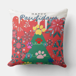 Cojín Decorativo Árbol de Navidad rojo festivo con adornos de patas
