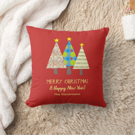 Cojín Decorativo Árbol de Navidad Rojo Personalizado para las Fiest