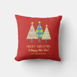 Cojín Decorativo Árbol de Navidad Rojo Personalizado para las Fiest